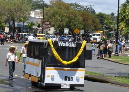 Merrie Monarch Parade Waikiki bus Hilo 2008